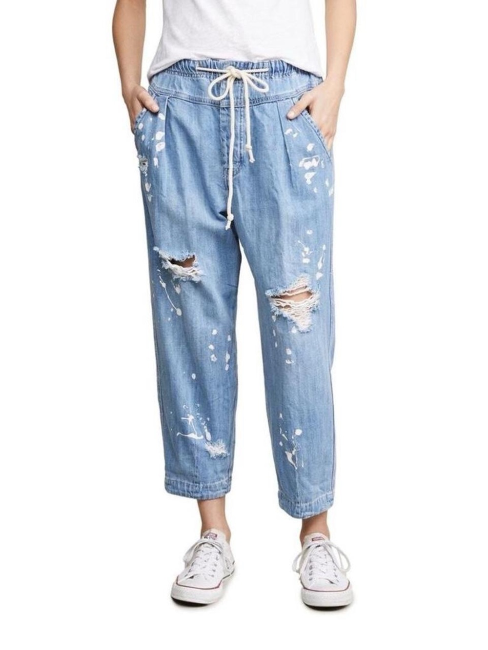 Free People blue paint splatter jeans